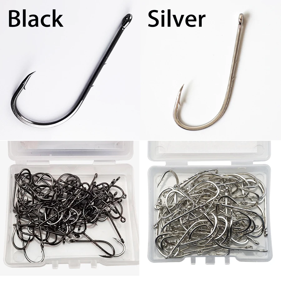 ตะขอตกปลา100ชิ้นตะขอเหยื่อล่อป - Fishing Hook Offset บทวิจารณ์และราคา